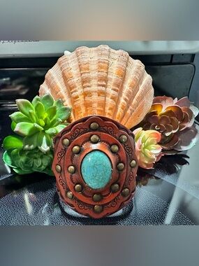 Aegean Boho Leather Cuff Bracelet